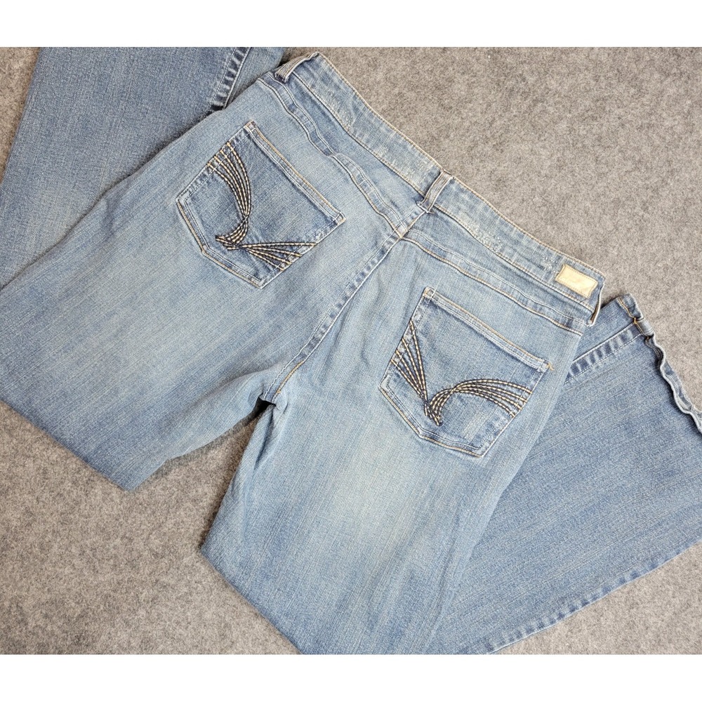 Refuge Jeans Womens 13S Blue Denim Stretch Straight Leg Festival Embroidered